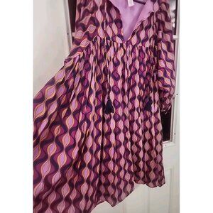 Uncle Frank Ivy Jane NAVY PURPLE Kaleidoscope Swing Dress Women M Boho Colorful